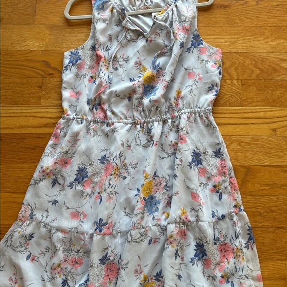 Floral Sleeveless Dress - Blue and Orange - Picture 4 of 9